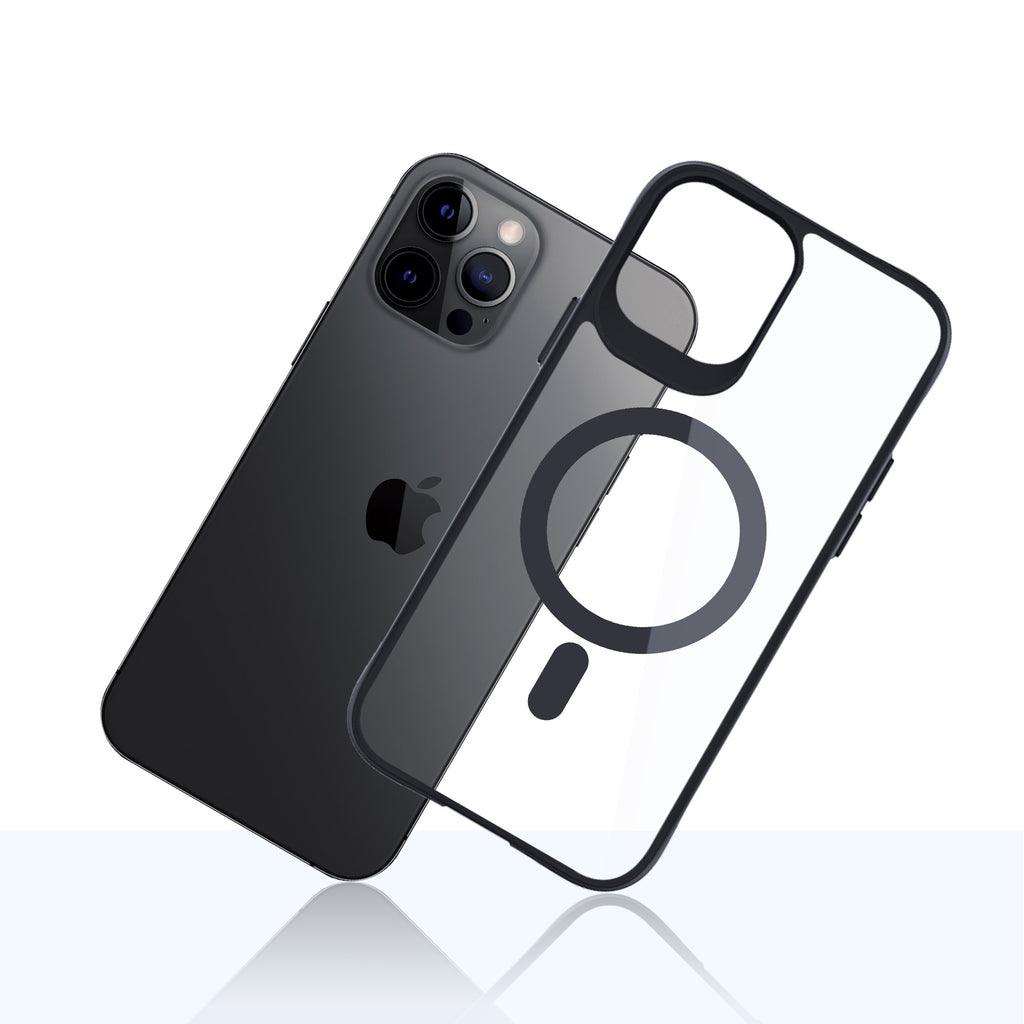 3mk Satin Armor MagCase su MagSafe skirtas iPhone 12 Pro Max - skaidrus su juodu rėmu -- iPhone 12 Pro Max