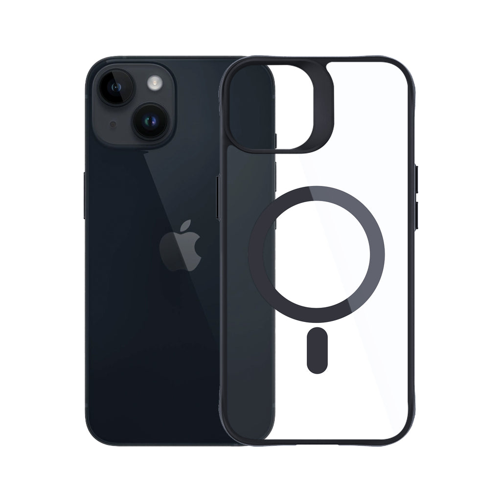 3mk Satin Armor MagCase su MagSafe, skirtas iPhone 13/14 – skaidrus su juodu rėmeliu