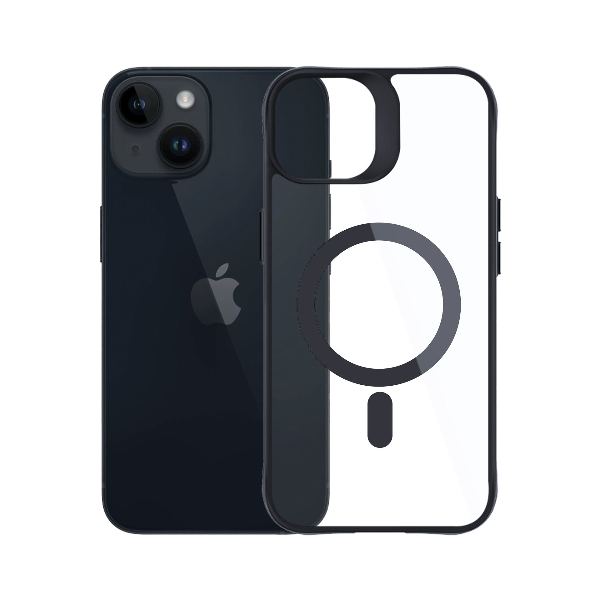3mk Satin Armor MagCase su MagSafe, skirtas iPhone 13/14 – skaidrus su juodu rėmeliu