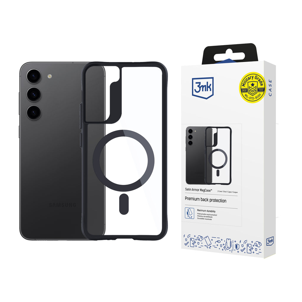 3mk Satin Armor MagCase, skirtas Samsung Galaxy S23 5G – skaidrus
