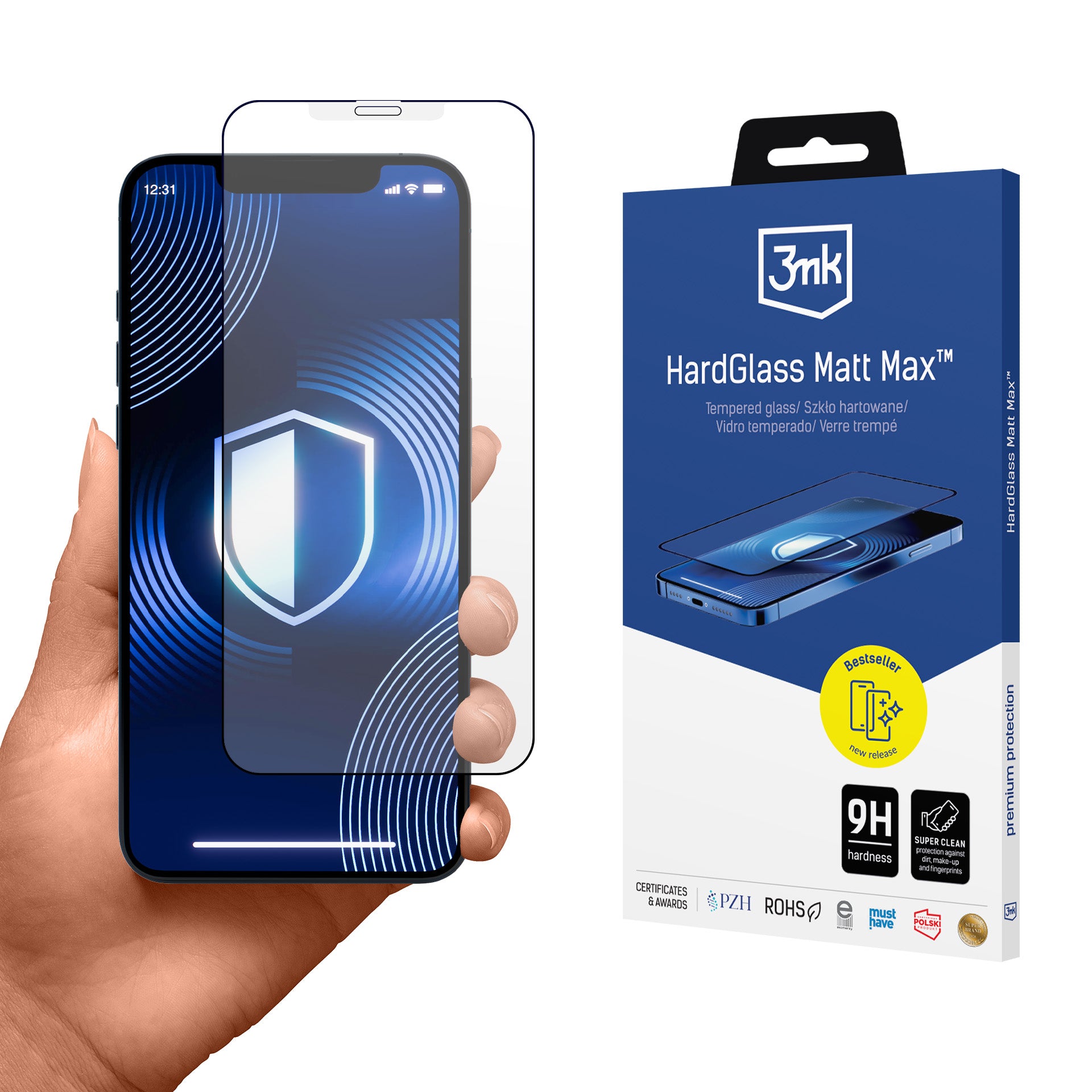 Matinis grūdintas stiklas 3mk HardGlass Matt Max, skirtas Apple iPhone X/XS/11 Pro -- Apple iPhone X