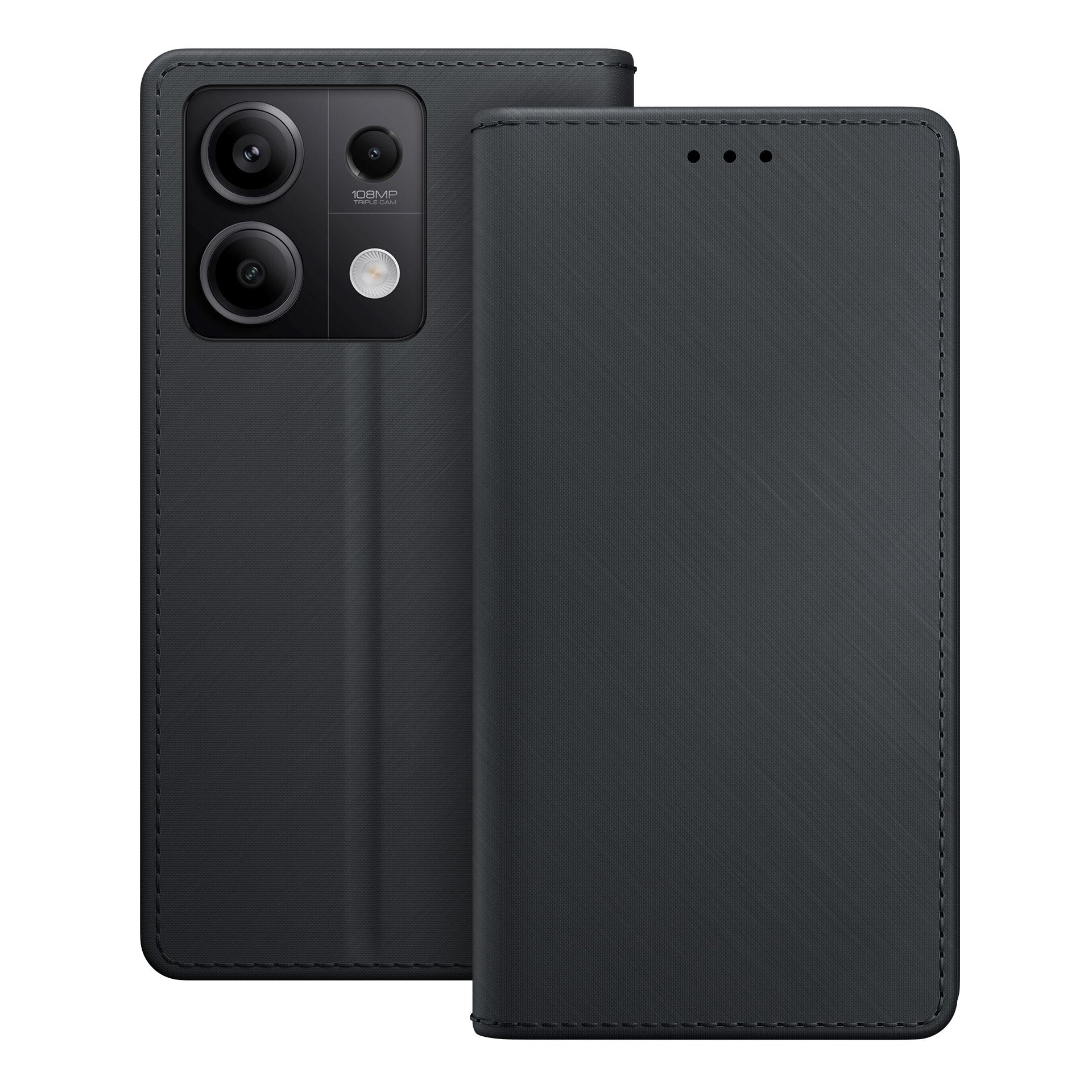 3mk piniginės dėklas su atvartu, skirtas Xiaomi Redmi Note 13 Pro 5G – juodas
