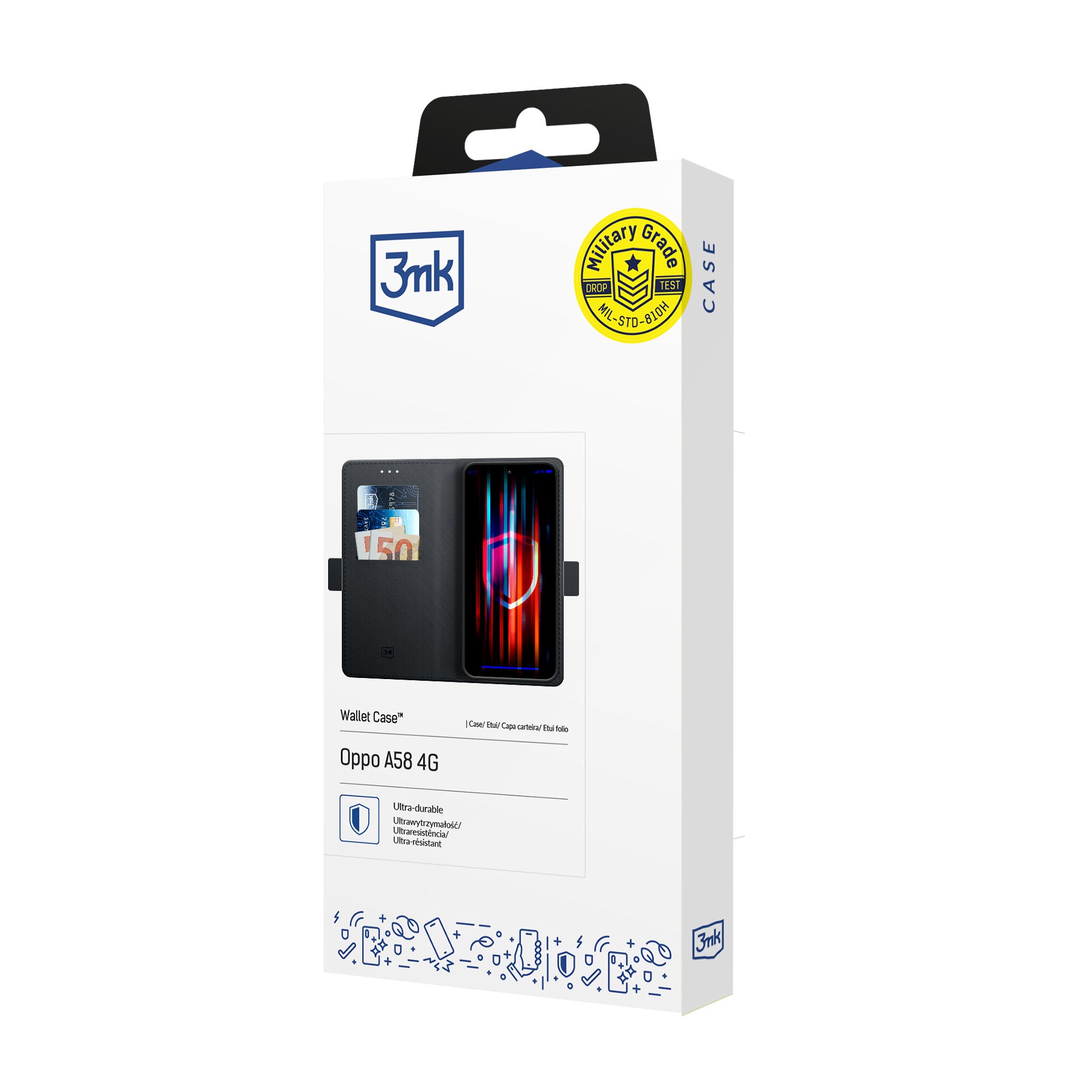 3mk piniginės dėklas, skirtas Oppo A58 4G – juodas -- Oppo A58 4G