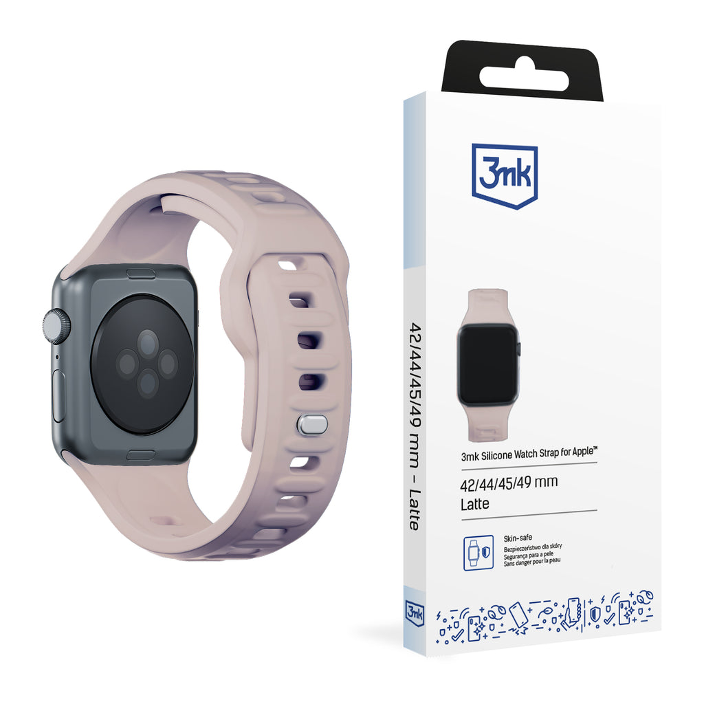 3mk Silikoniniu laikrodžio dirželis Apple Watch 42 / 44 / 45 / 49 mm - smėlio spalva -- Apple Watch 42/44/45/49mm