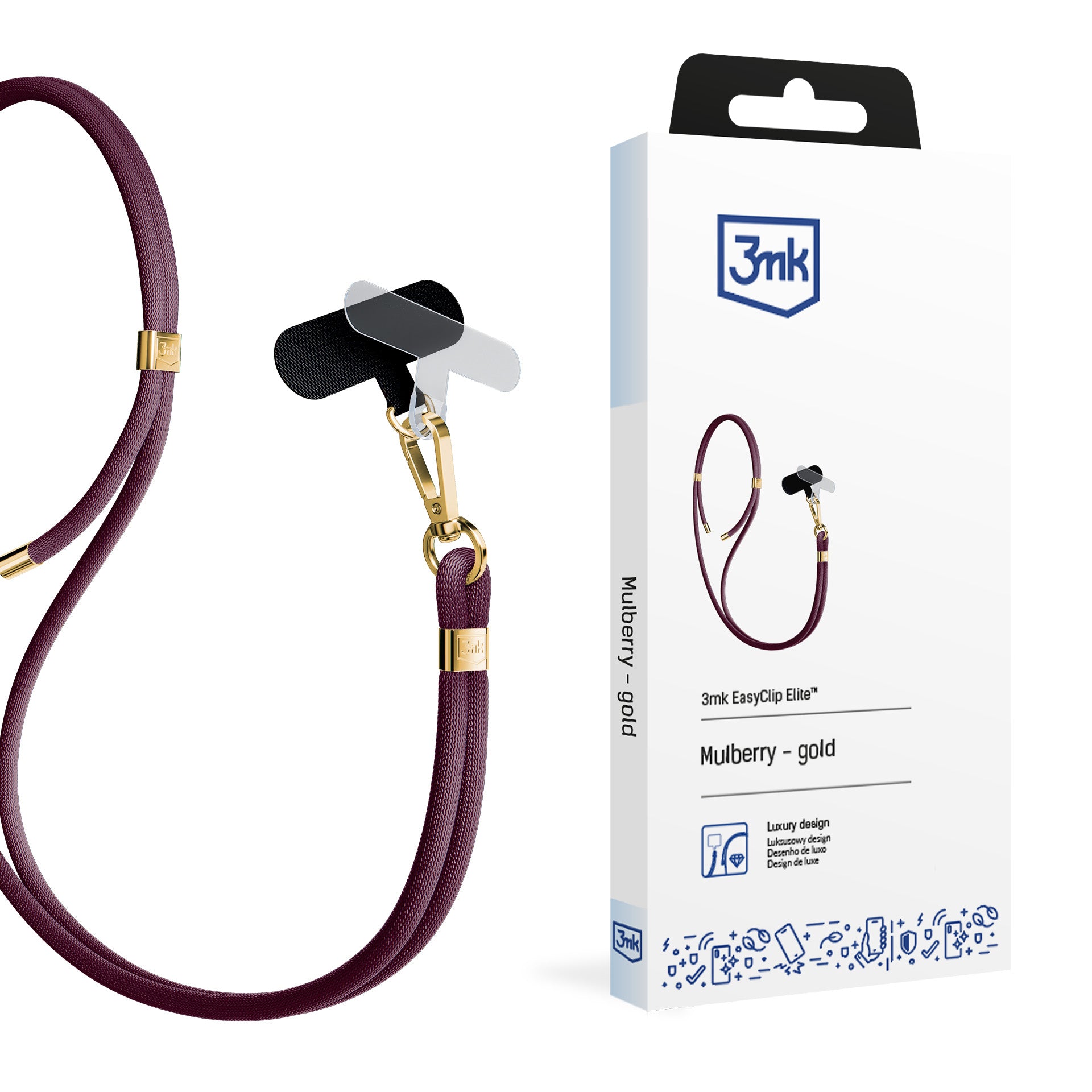 Išmaniojo telefono dirželis 3mk EasyClip Elite – bordo spalvos -- Cell phone cases and covers