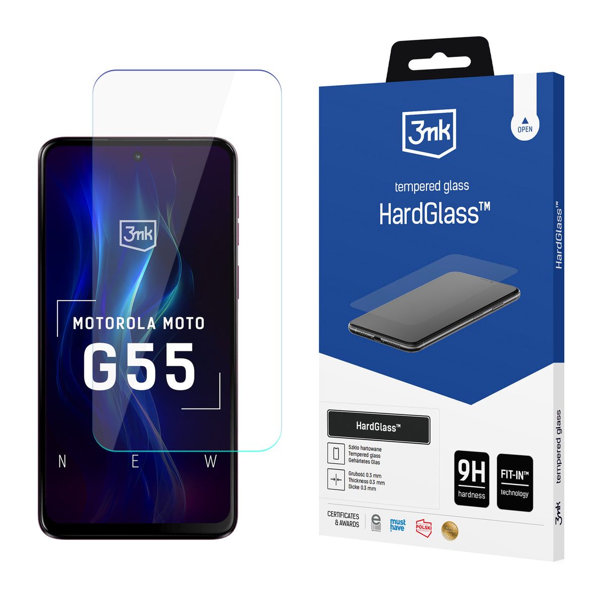 3mk hardglass™ grūdintas stiklas skirtas Motorola Moto G55 5G -- Motorola Moto G55 5G