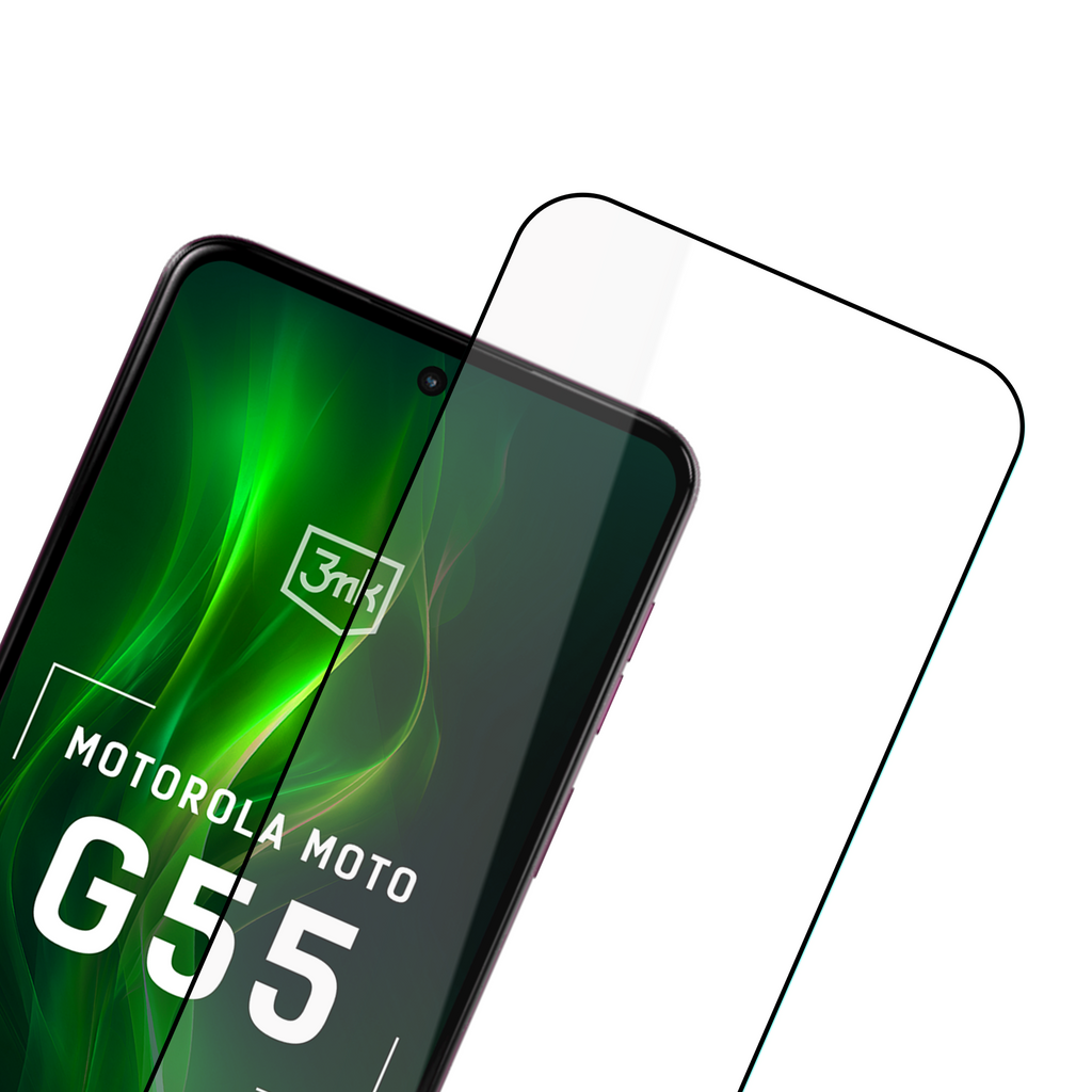 Grūdintas stiklas 3mk HardGlass Max Lite Black, skirtas Motorola Moto G55 5G -- Motorola Moto G55 5G