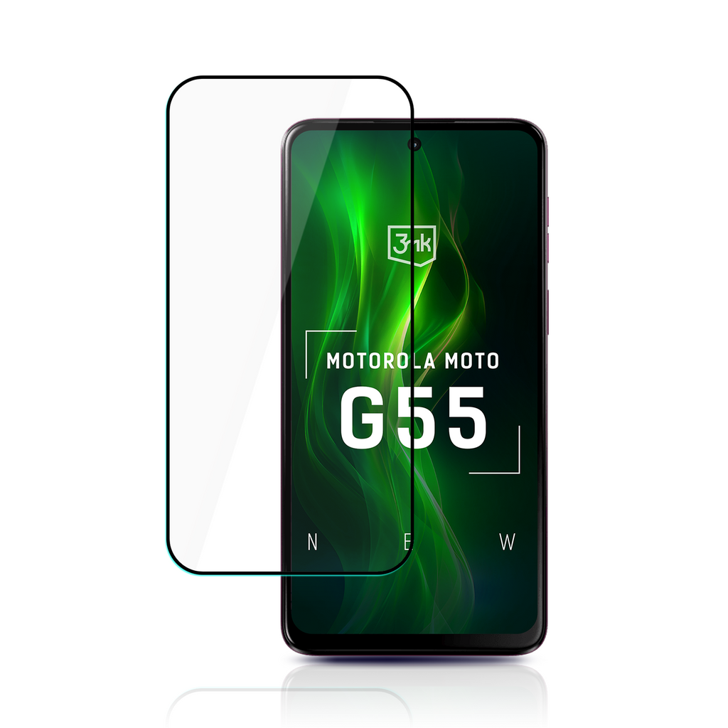 Grūdintas stiklas 3mk HardGlass Max Lite Black, skirtas Motorola Moto G55 5G -- Motorola Moto G55 5G