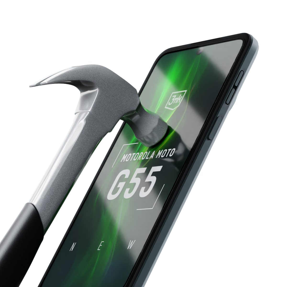 Grūdintas stiklas 3mk HardGlass Max Lite Black, skirtas Motorola Moto G55 5G -- Motorola Moto G55 5G