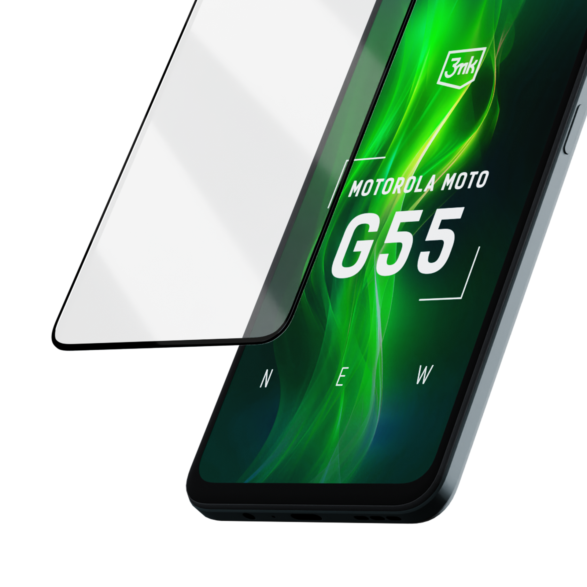 Grūdintas stiklas 3mk HardGlass Max Lite Black, skirtas Motorola Moto G55 5G -- Motorola Moto G55 5G