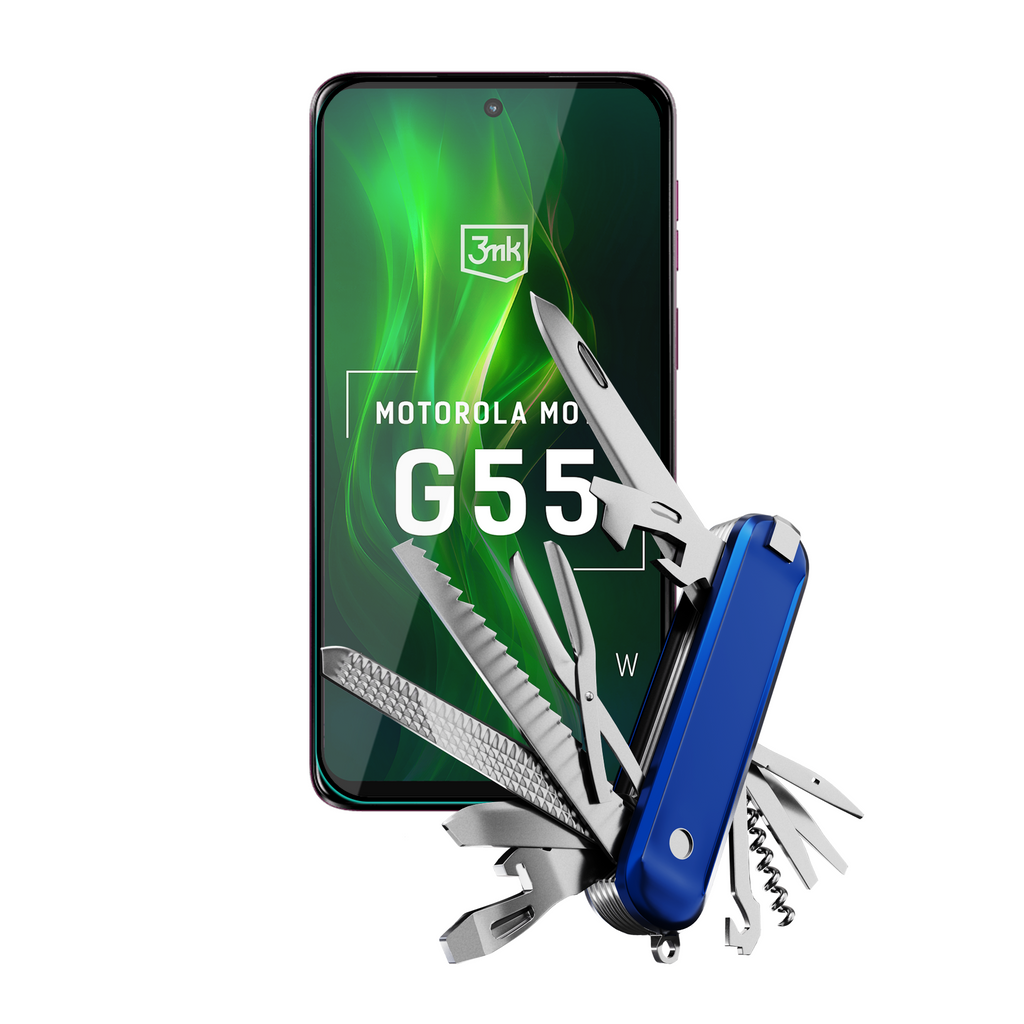 Grūdintas stiklas 3mk HardGlass Max Lite Black, skirtas Motorola Moto G55 5G -- Motorola Moto G55 5G