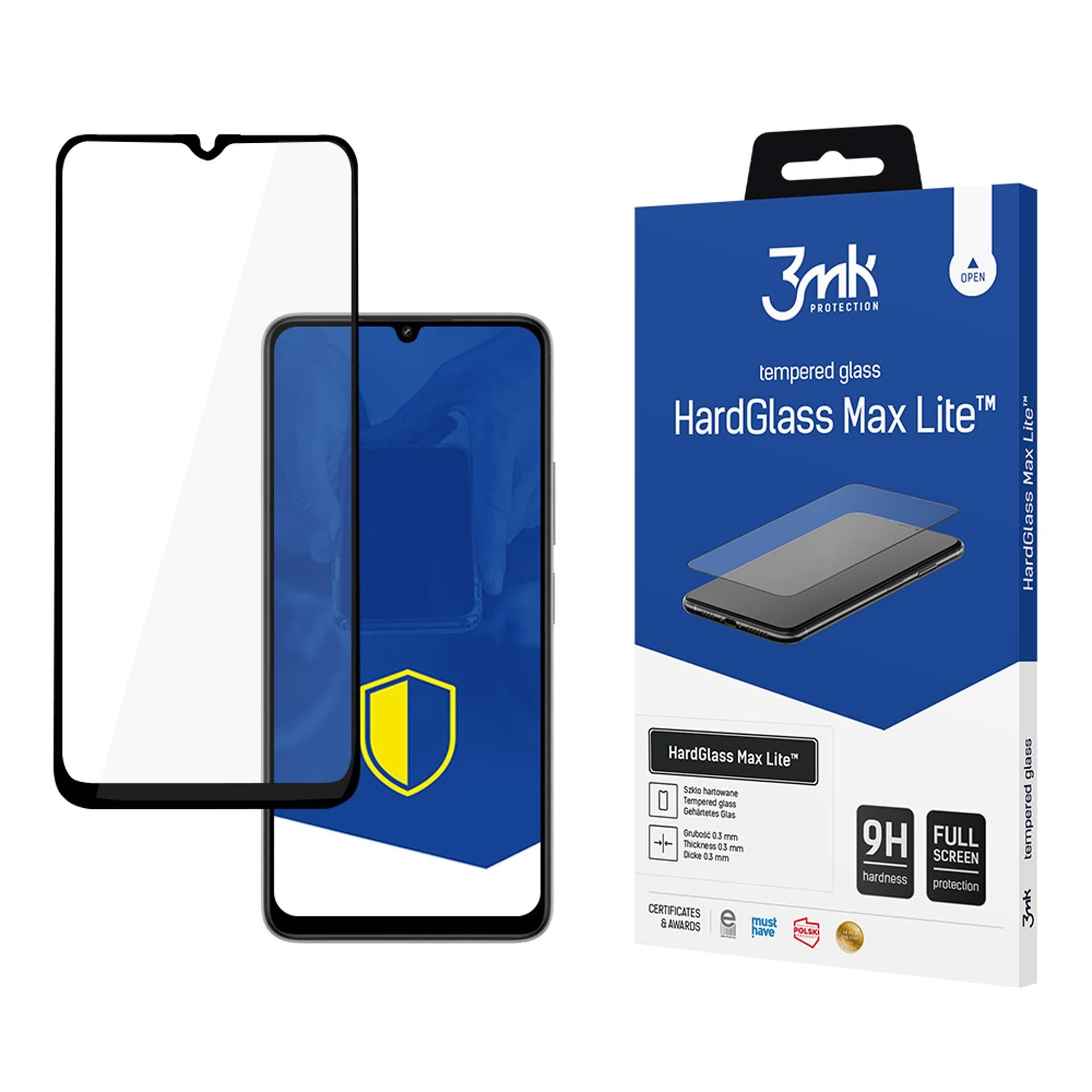 Grūdintas stiklas 3mk HardGlass Max Lite su juodu rėmeliu Xiaomi Redmi 13C 5G -- Xiaomi Redmi 13C