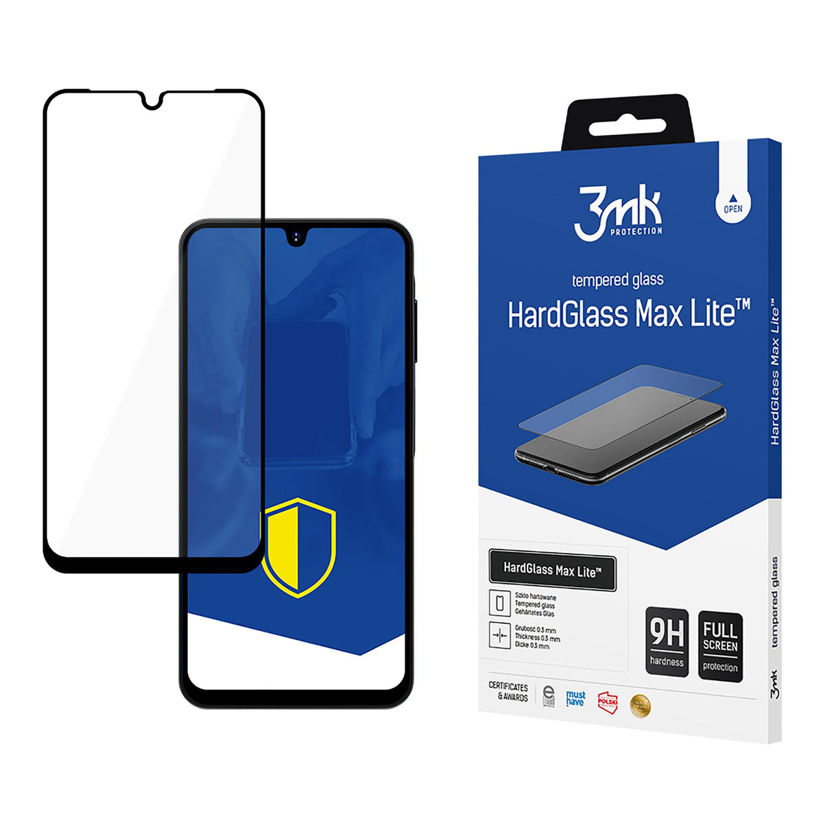 Grūdintas stiklas 3mk HardGlass Max Lite Black, skirtas Samsung Galaxy A16 -- Samsung Galaxy A16