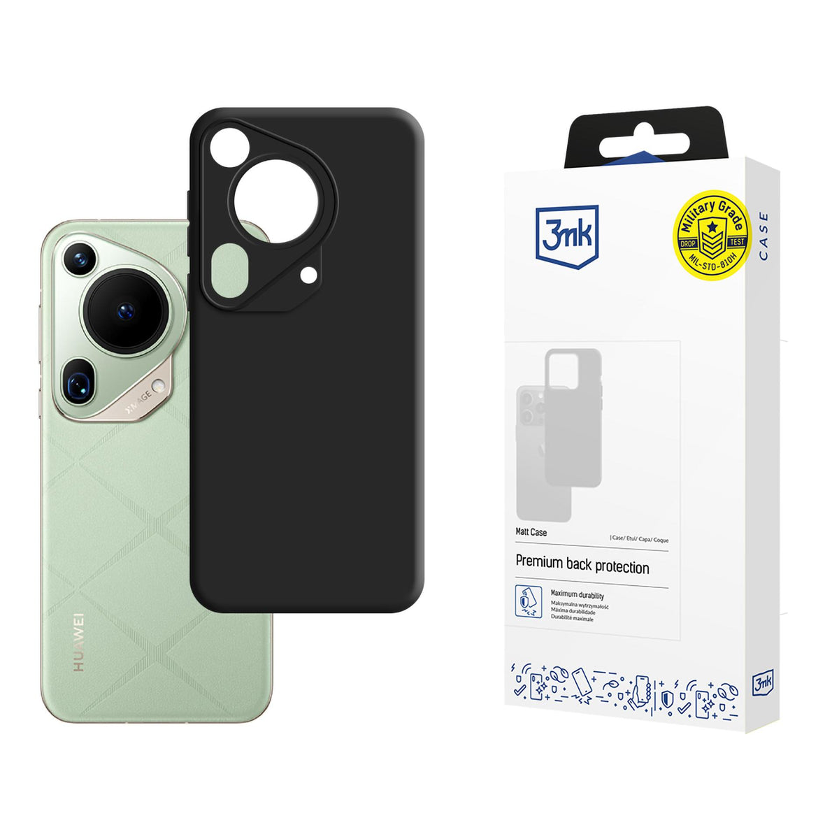 3mk matinis dėklas, skirtas Huawei Pura 70 Ultra – juodas -- Huawei Pura 70 Ultra