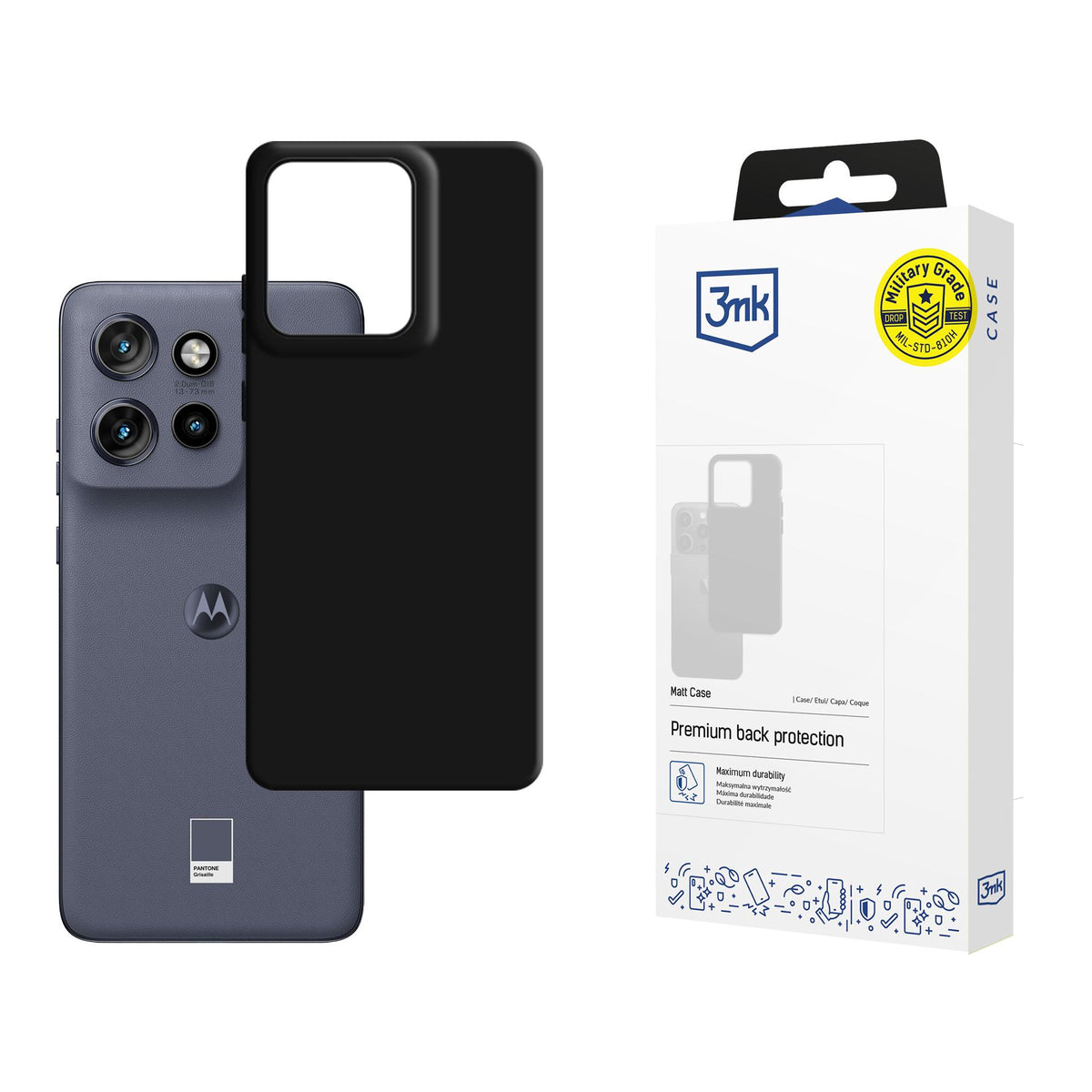 3mk matinis dėklas, skirtas Motorola Edge 50 Neo – juodas -- Motorola Edge 50 Neo