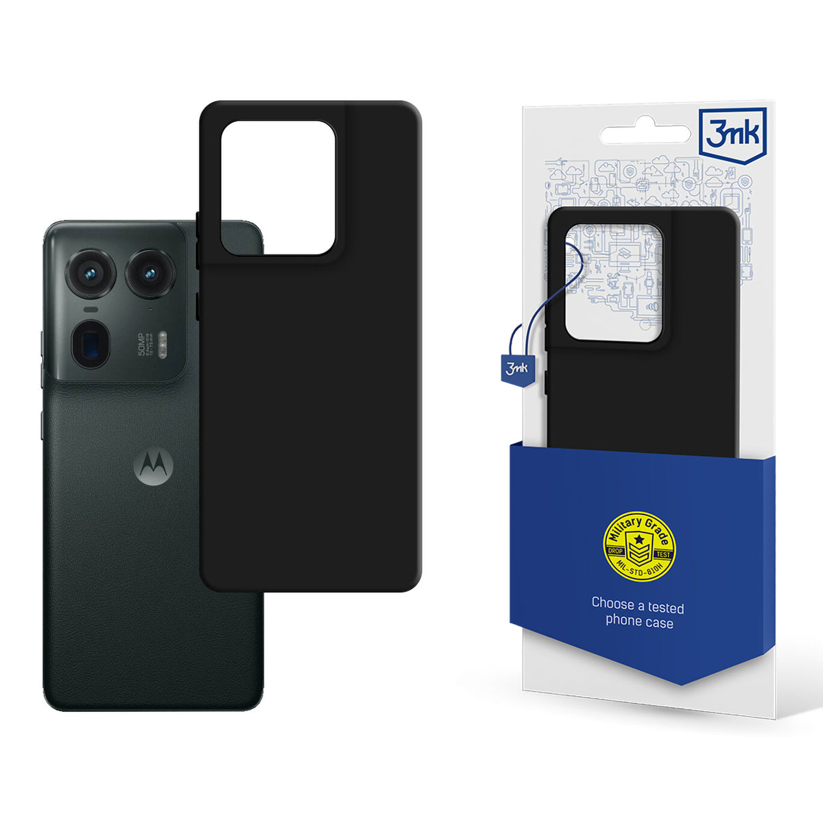Dėklas 3mk Matt Case skirtas Motorola Moto Edge 50 Ultra - juodas -- Motorola Edge 50 Ultra