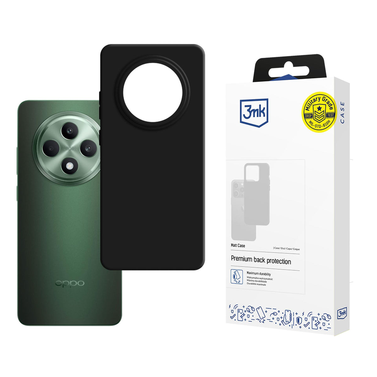 3mk matinis dėklas, skirtas Oppo Reno 12 F\FS – juodas -- Oppo Reno 12 F