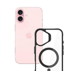 3mk Satin Armor MagCase su MagSafe, skirtas iPhone 16 – skaidrus su juodu rėmeliu