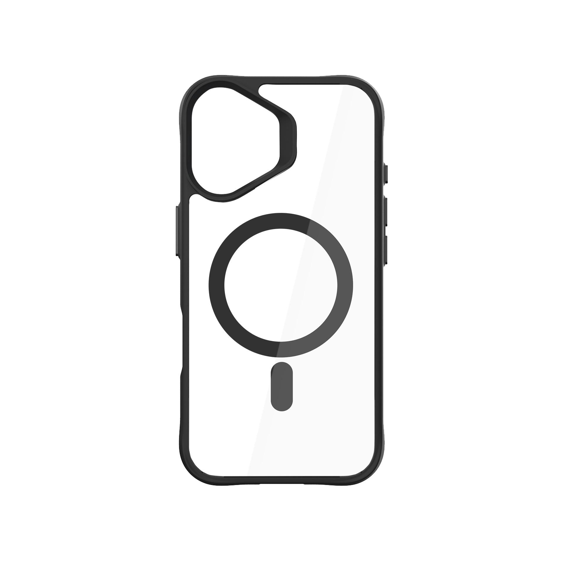 3mk Satin Armor MagCase su MagSafe, skirtas iPhone 16 – skaidrus su juodu rėmeliu