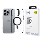 3mk Satin Armor MagCase su MagSafe, skirtas iPhone 16 Pro – skaidrus su juodu rėmeliu