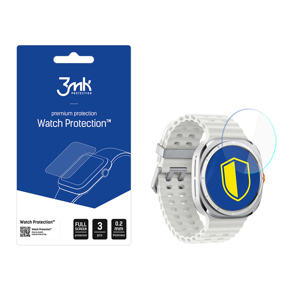 Grūdinto stiklo 3mk laikrodžio apsauga, lankstus stiklas, skirtas Samsung Galaxy Watch 7 Ultra -- Samsung Galaxy Watch 7...