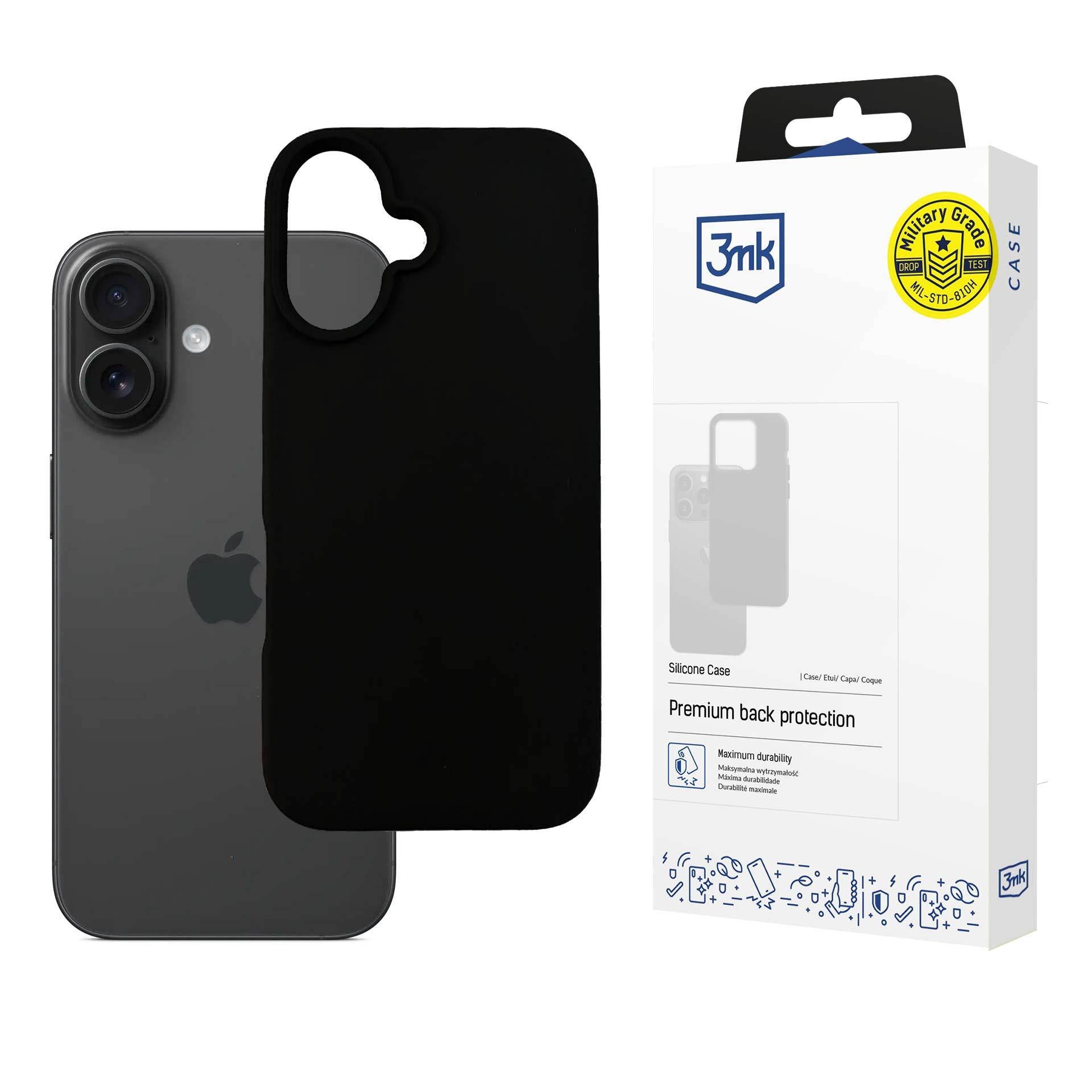 3mk silikoninis dėklas, skirtas iPhone 16 Plus – juodas
