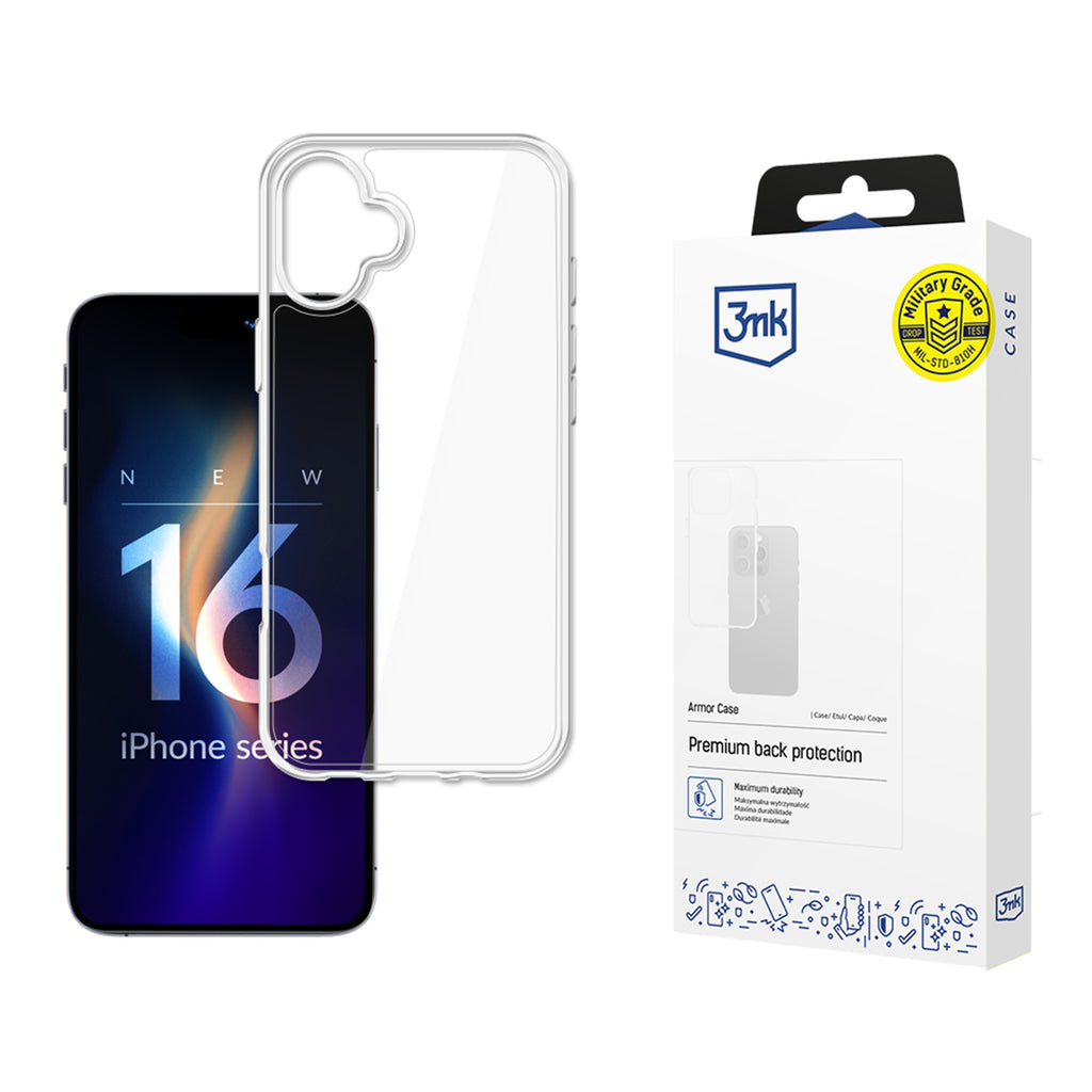 3mk šarvų dėklas, skirtas iPhone 16 Plus – skaidrus
