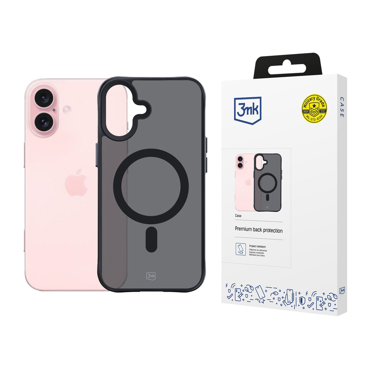 3mk Smoke MagCase su MagSafe iPhone 16 - pusiau permatomas