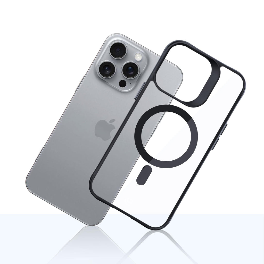 3mk Satin Armor MagCase su MagSafe iPhone 16 Pro Max – skaidrus su juodu rėmeliu