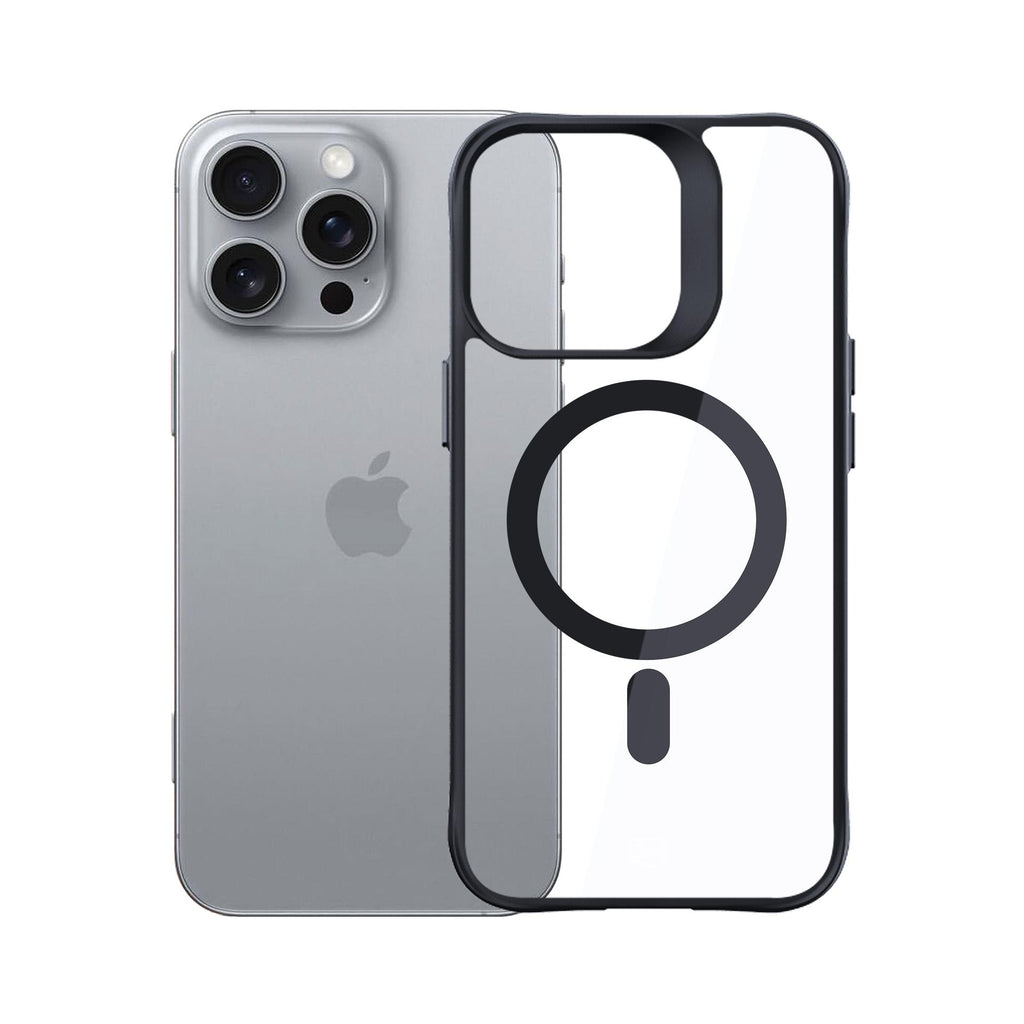 3mk Satin Armor MagCase su MagSafe iPhone 16 Pro Max – skaidrus su juodu rėmeliu