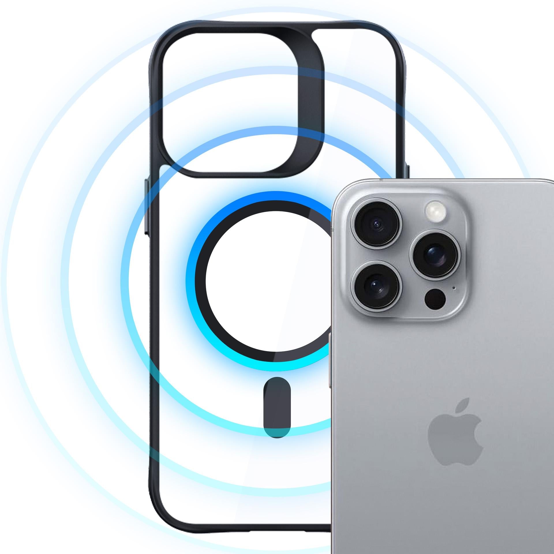 3mk Satin Armor MagCase su MagSafe iPhone 16 Pro Max – skaidrus su juodu rėmeliu