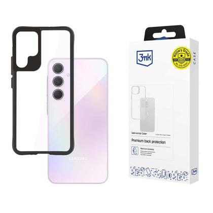 3mk Satin Armor Case+, skirtas Samsung Galaxy A35 5G - skaidrus su juodu rėmeliu