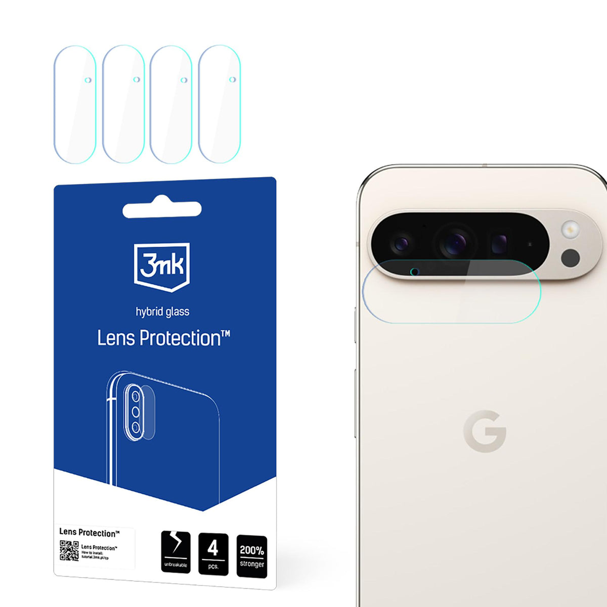 Hibridinis stiklas fotoaparato objektyvui 3mk objektyvo apsauga, skirtas Google Pixel 9 Pro XL