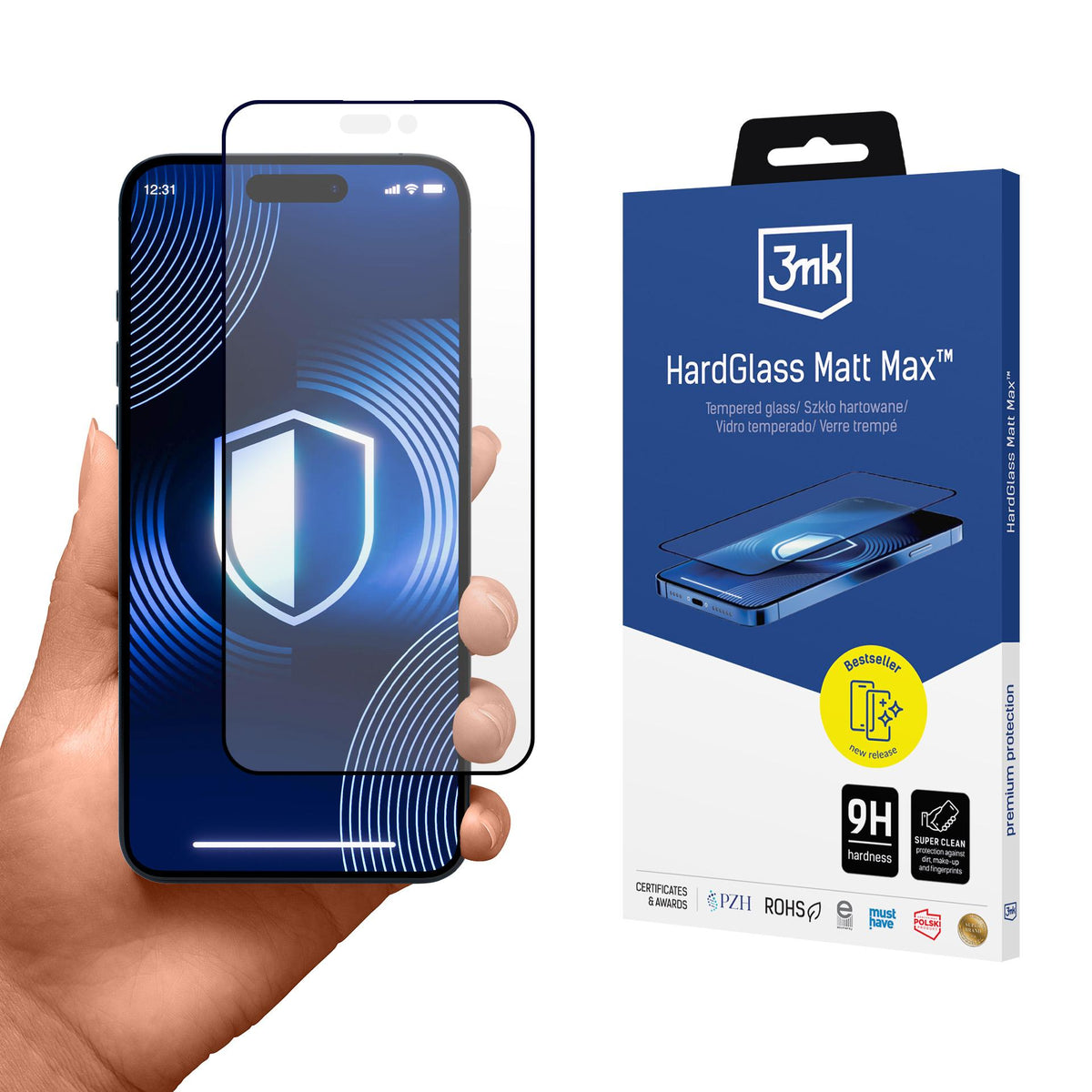 Grūdintas stiklas 3mk HardGlass Matt Max, skirtas iPhone 16