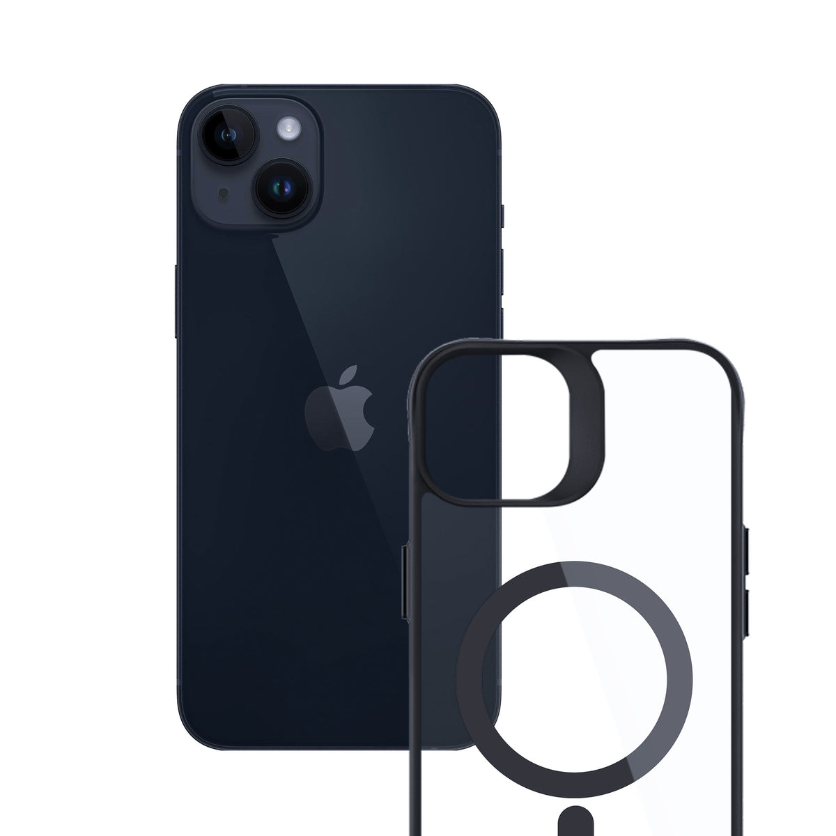 3mk Satin Armor MagCase su MagSafe, skirtas iPhone 14 Plus – skaidrus su juodu rėmeliu