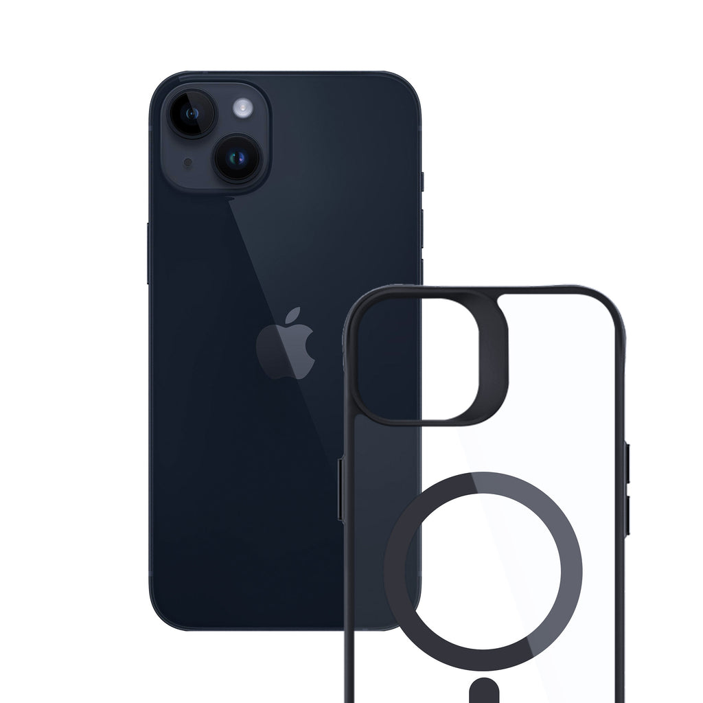 3mk Satin Armor MagCase su MagSafe, skirtas iPhone 14 Plus – skaidrus su juodu rėmeliu
