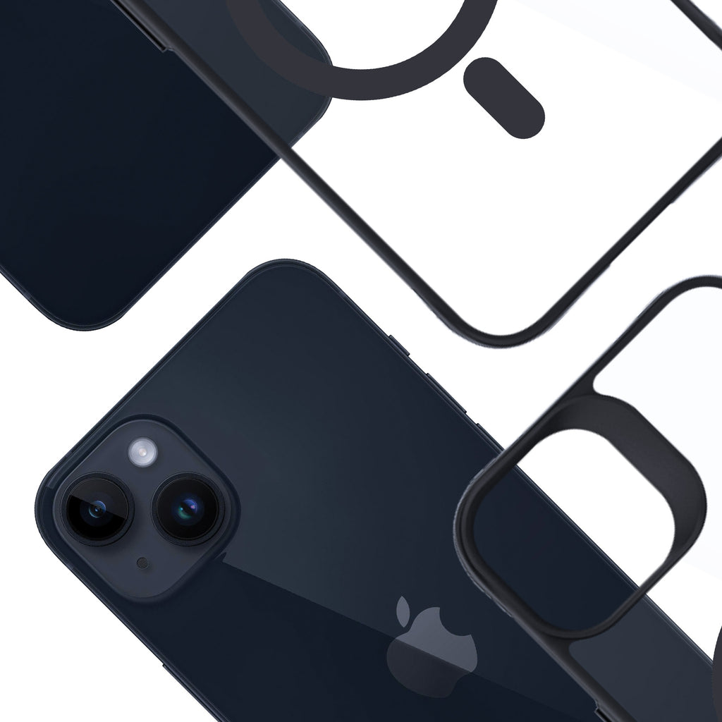 3mk Satin Armor MagCase su MagSafe, skirtas iPhone 14 Plus – skaidrus su juodu rėmeliu