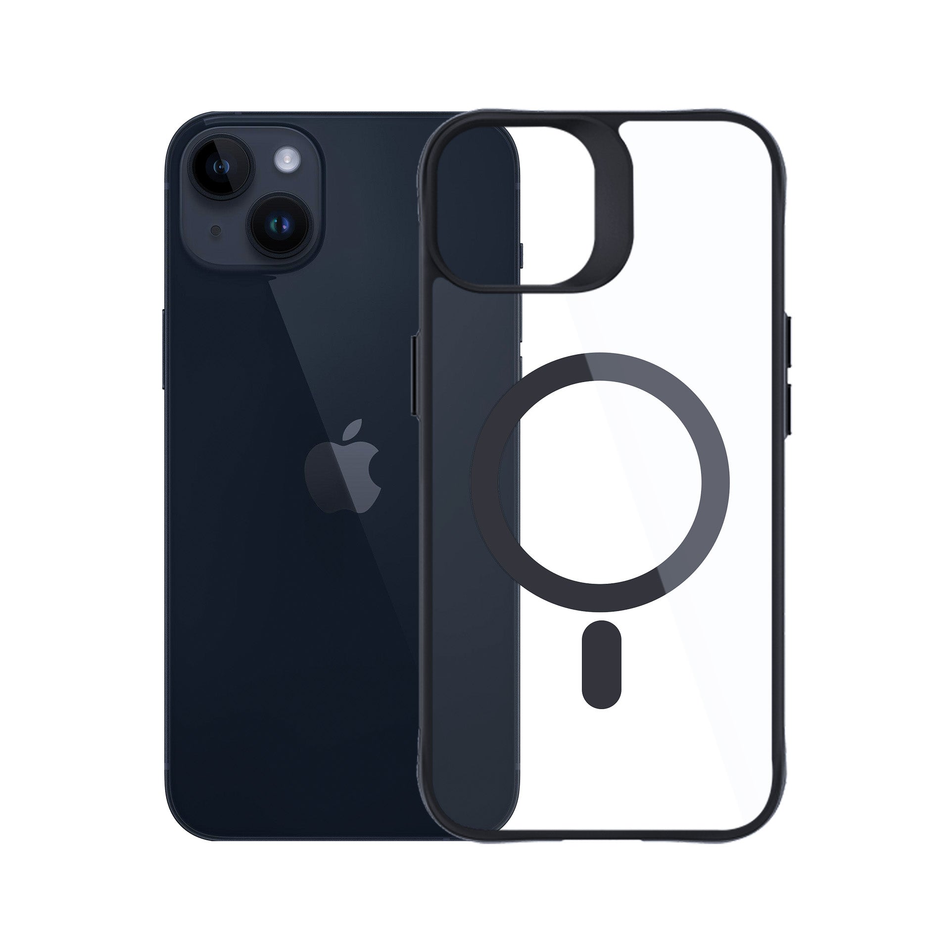 3mk Satin Armor MagCase su MagSafe, skirtas iPhone 14 Plus – skaidrus su juodu rėmeliu