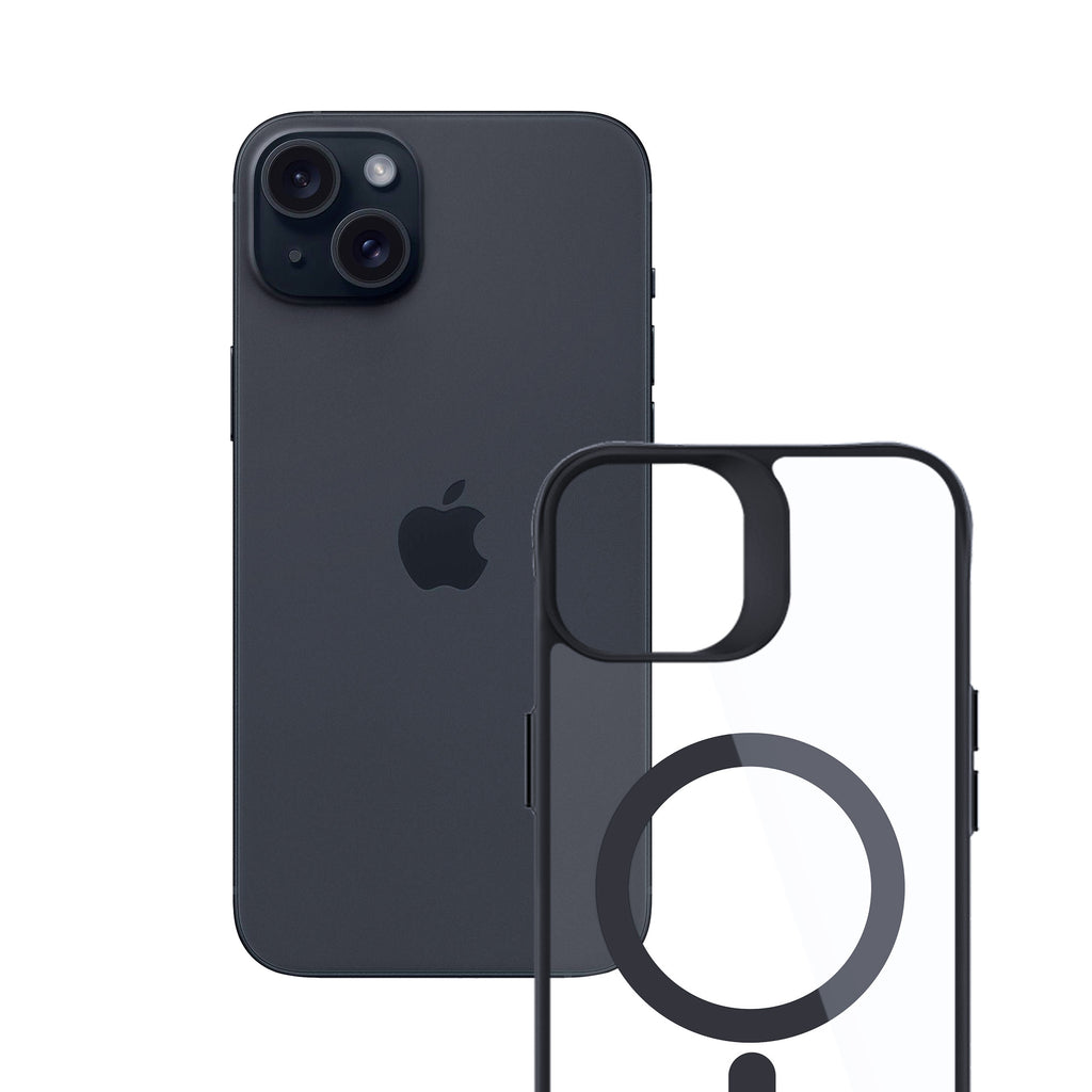 3mk Satin Armor MagCase su MagSafe, skirtas iPhone 15 – skaidrus su juodu rėmeliu