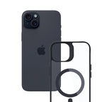 3mk Satin Armor MagCase su MagSafe, skirtas iPhone 15 – skaidrus su juodu rėmeliu