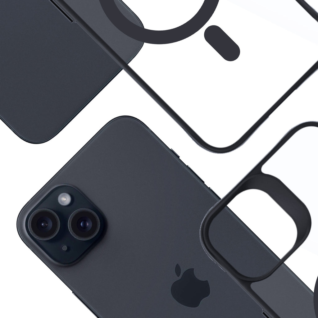 3mk Satin Armor MagCase su MagSafe, skirtas iPhone 15 – skaidrus su juodu rėmeliu