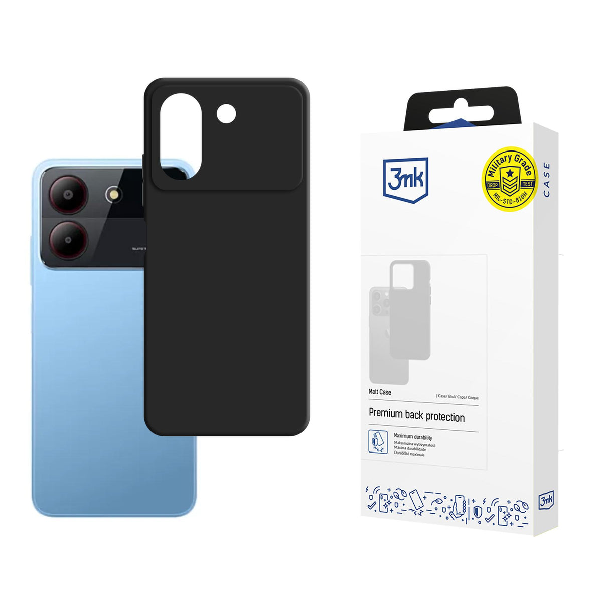 3mk Matt Case, skirtas ZTE Blade A54 - juodas -- ZTE Blade A54