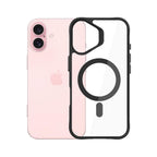 3mk Satin Armor MagCase su MagSafe, skirtas iPhone 16 Plus – skaidrus su juodu rėmeliu