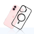 3mk Satin Armor MagCase su MagSafe, skirtas iPhone 16 Plus – skaidrus su juodu rėmeliu