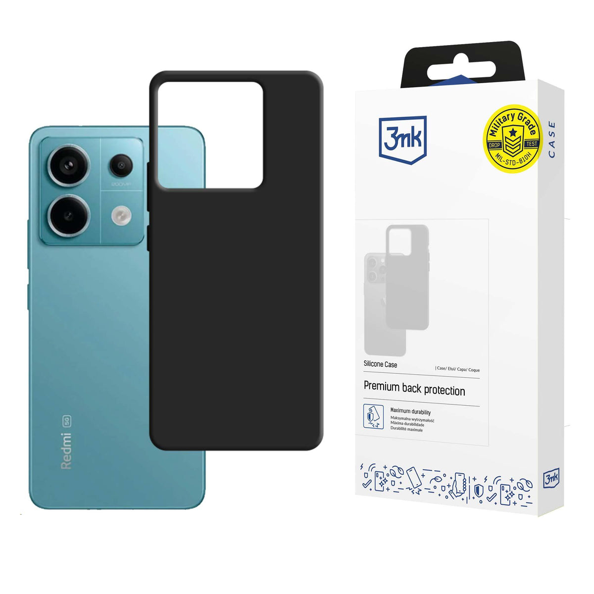 3mk Silicone Case skirtas Xiaomi Redmi Note 13 Pro 5G – juodas -- Xiaomi Redmi Note 13 Pro