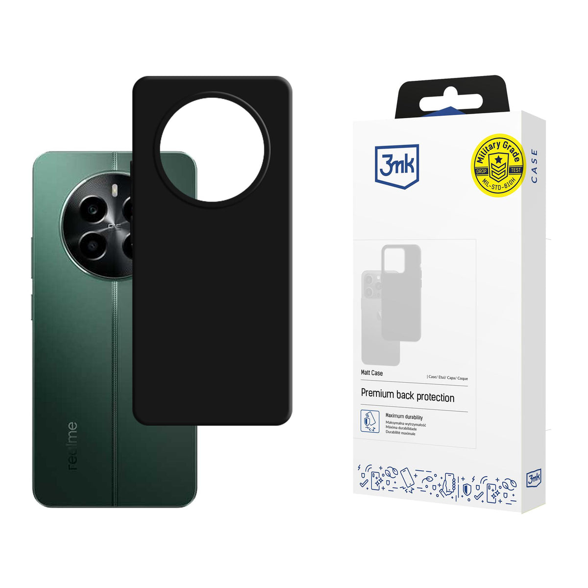 3mk matinis dėklas, skirtas Realme 13 4G – juodas -- Realme 13 4G