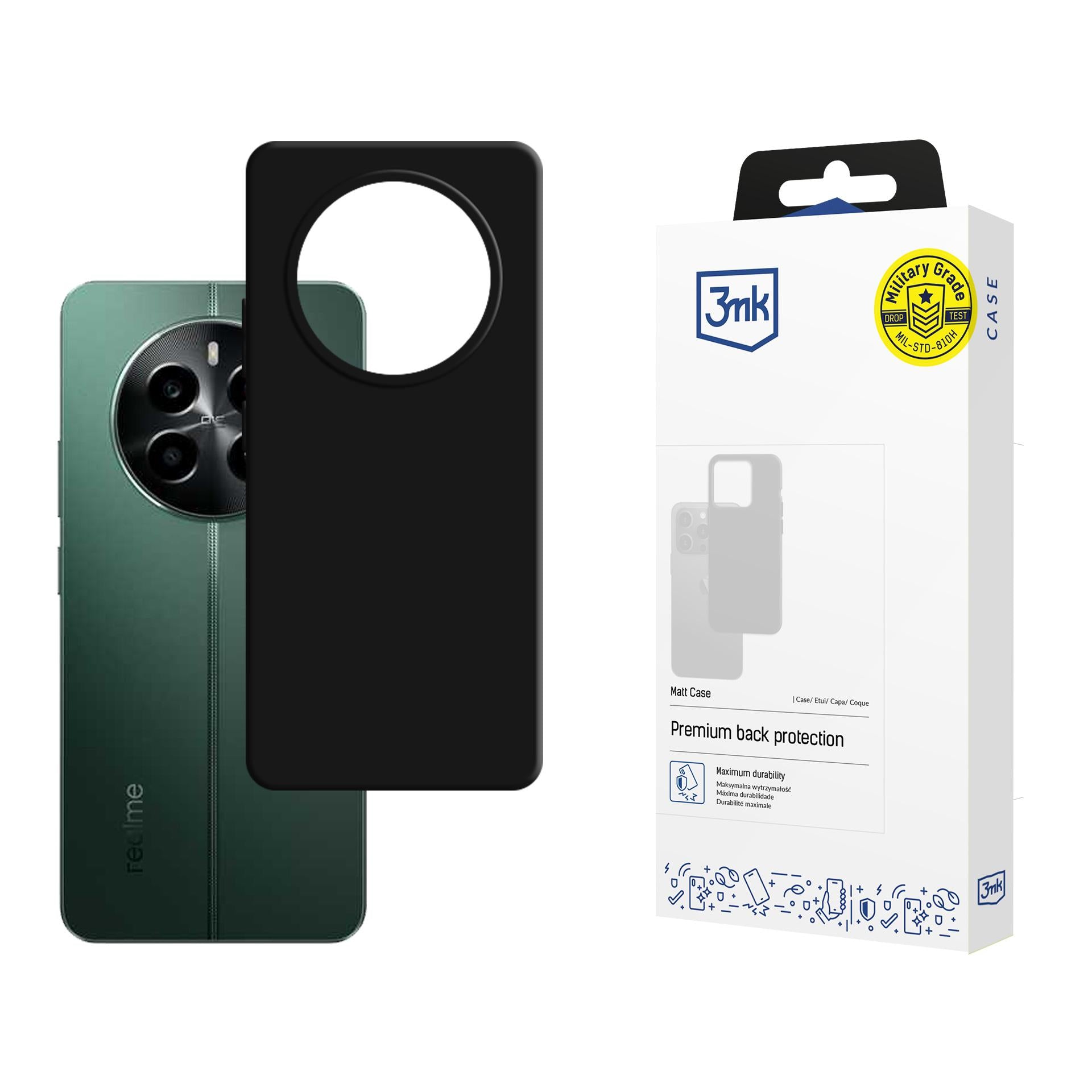 3mk matinis dėklas, skirtas Realme 13 4G – juodas -- Realme 13 4G