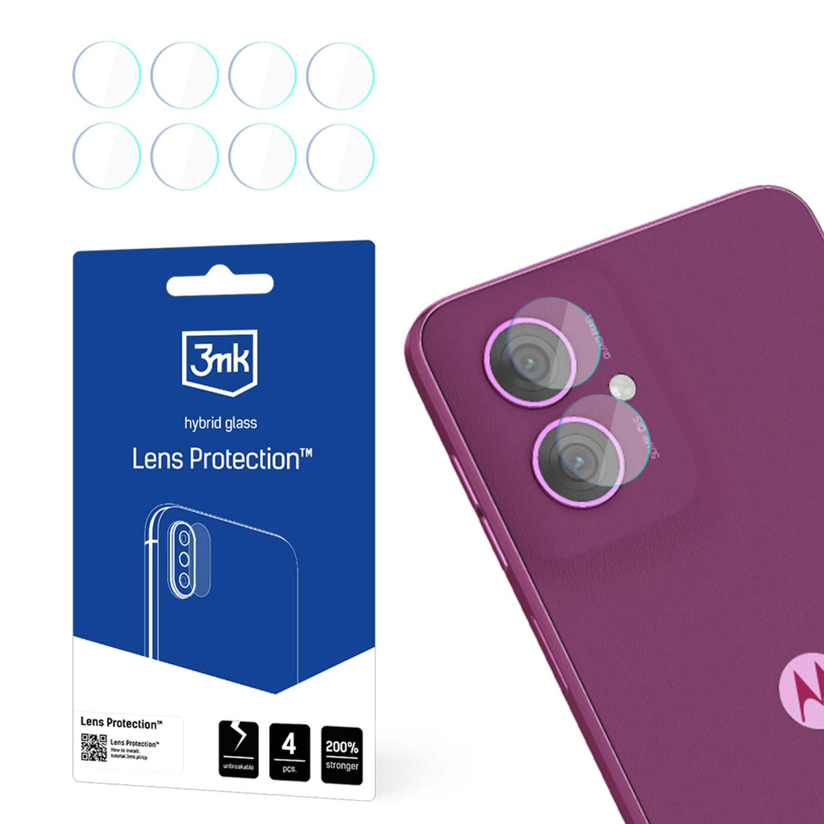 3mk objektyvo apsaugos hibridinis fotoaparato stiklas, skirtas Motorola Moto G55 5G -- Motorola Moto G55 5G