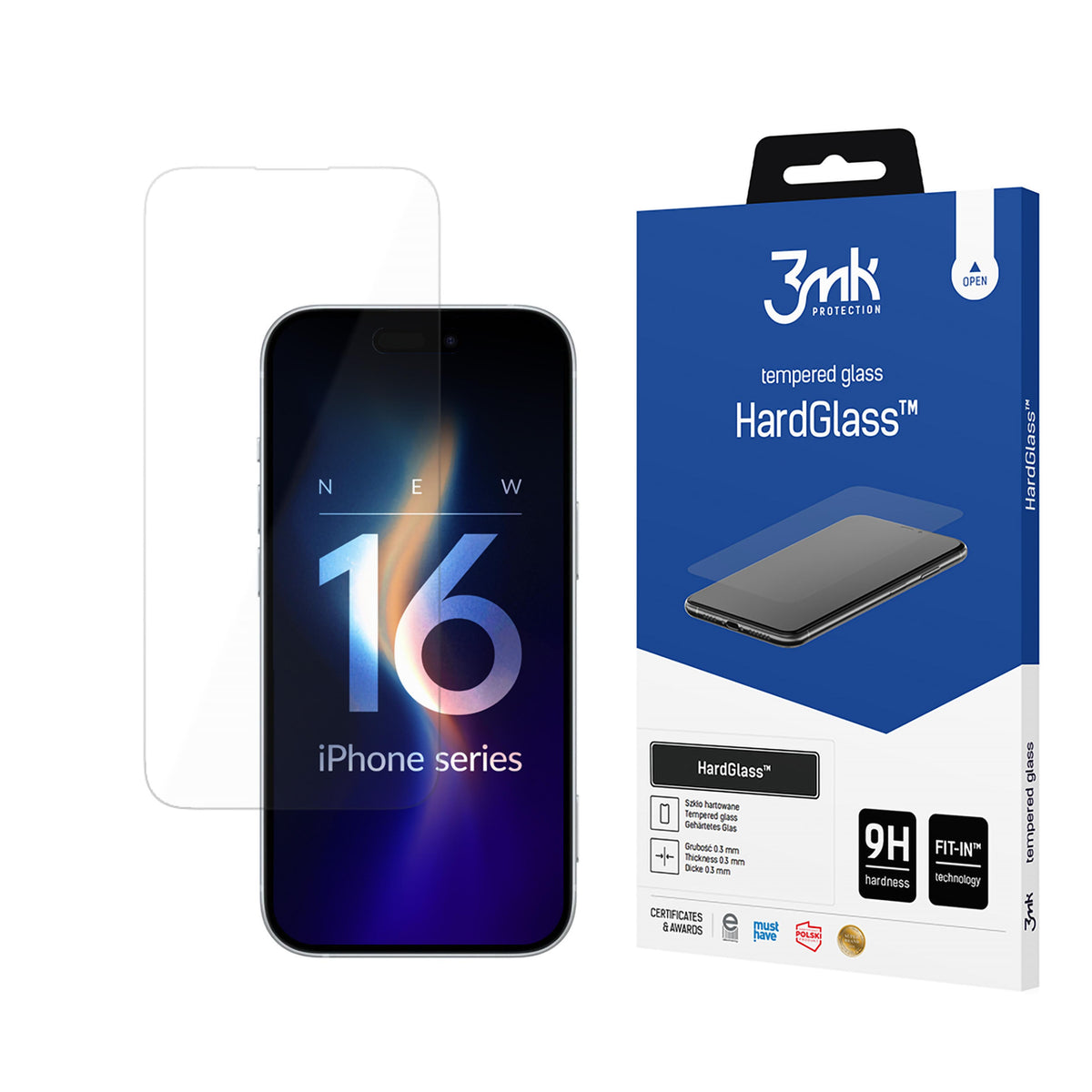 Grūdintas stiklas 3mk HardGlass skirtas iPhone 16 Plus