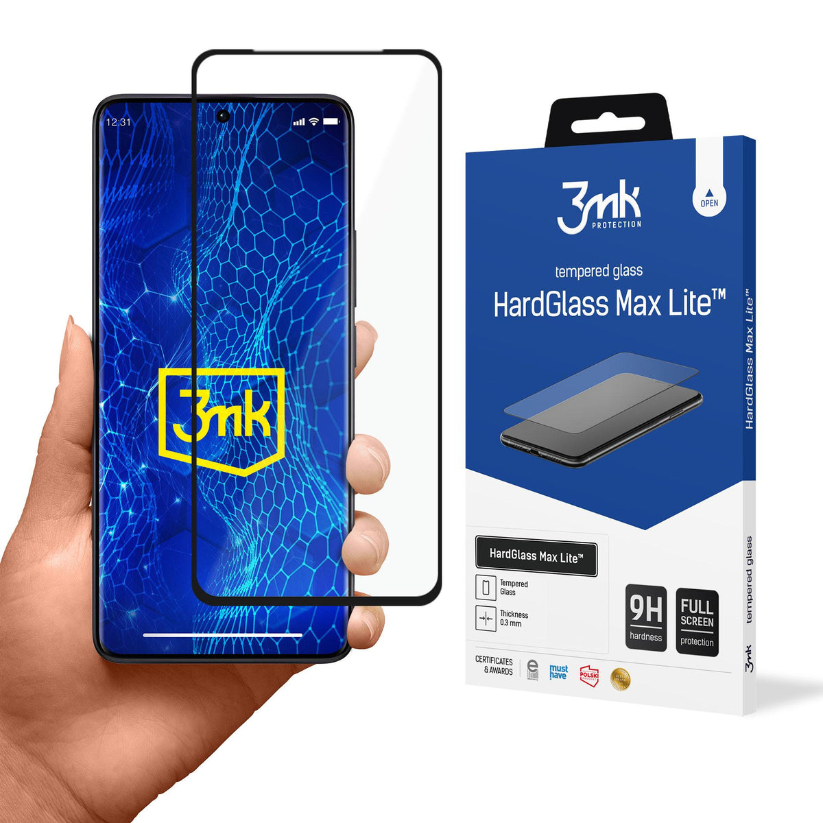 Grūdintas stiklas 3mk HardGlass Max Lite su juodu rėmeliu Xiaomi Redmi Note 13 Pro+ -- Xiaomi Redmi Note 13 Pro+